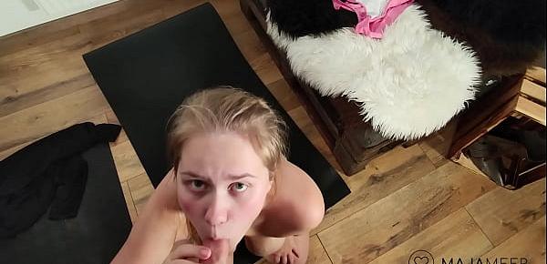  Big ass teen Maja stops workout for sex